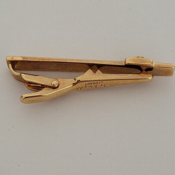 Christian Dior Tie Bar Clip Clasp Gold Tone 2in Logo Vintage Minimalistic - Picture 3 of 7
